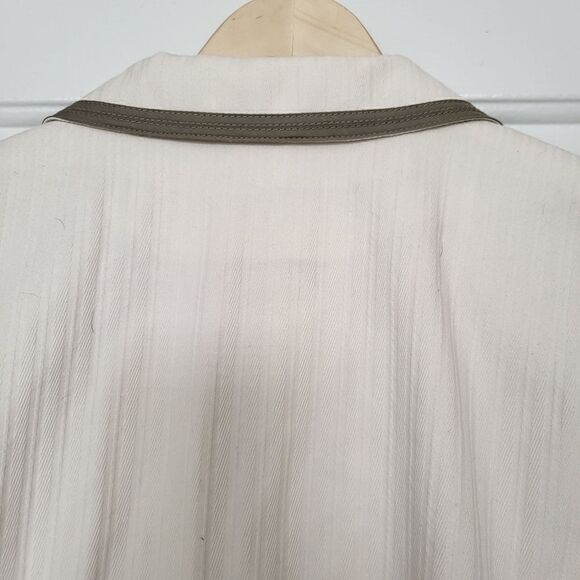 Express Cream Cotton Double Button Blazer with Tan Trim Size 10 - Picture 7 of 10